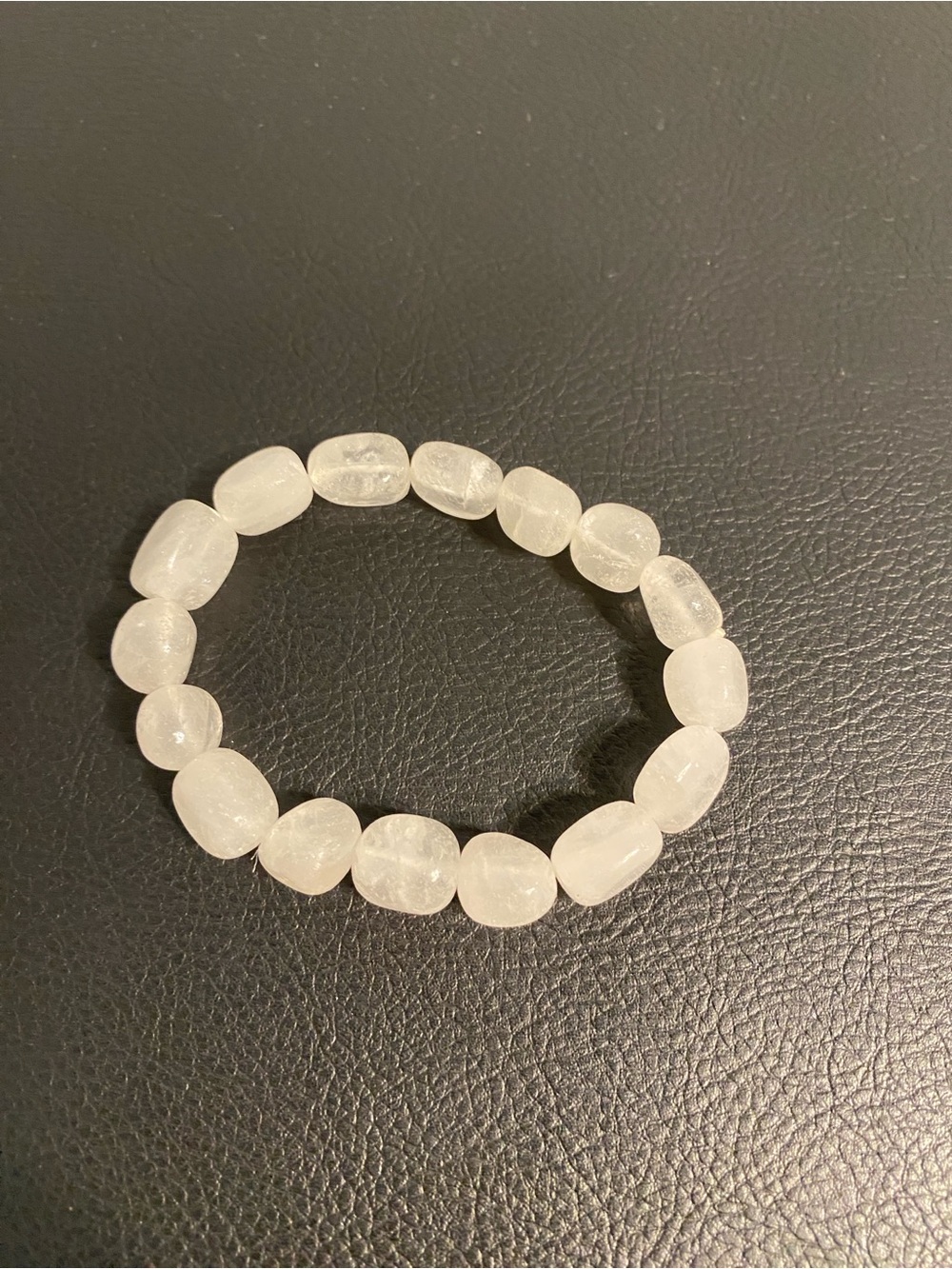 White Quartz crystal chunky bead Stretch Bracelet